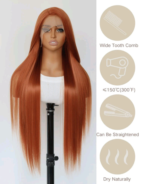 Dark Orange Lace Front Wig.